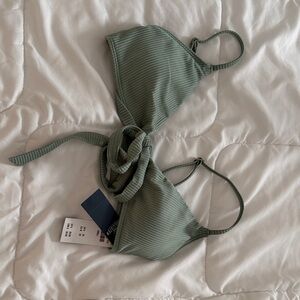 Hollister Sage Green Ribbed Triangle Bikini Top